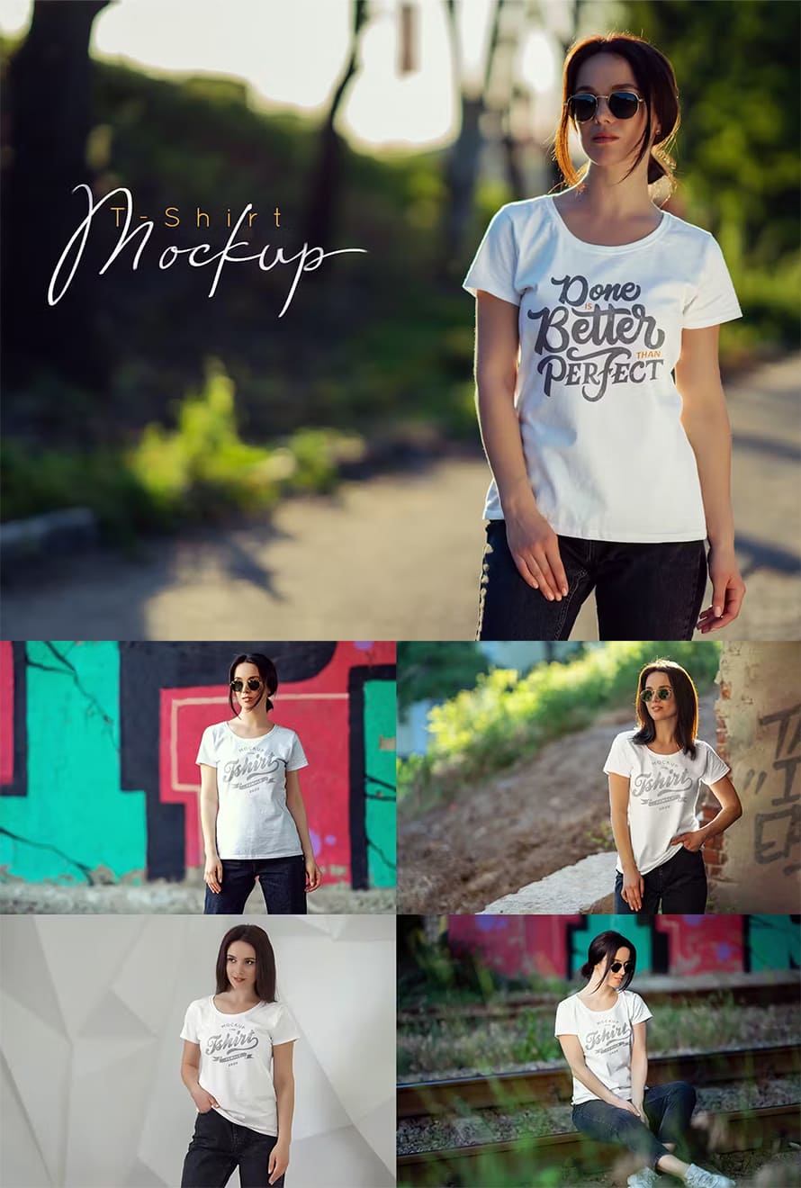 Female T-shirt Mockup With Blur Background