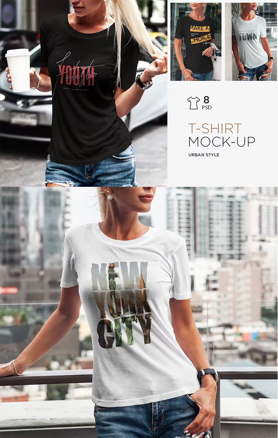 T-shirt Mock-up Urban Background