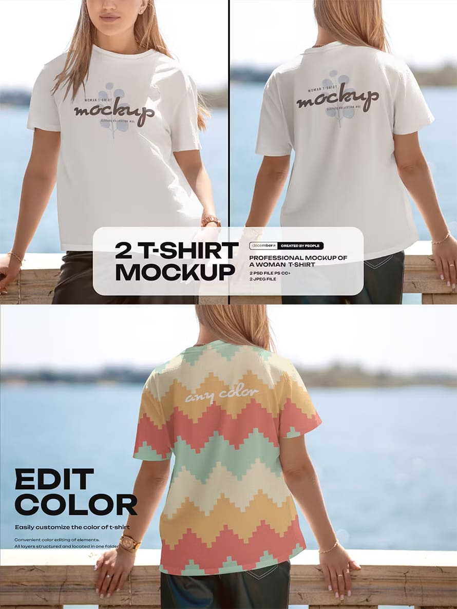 Mockups T-shirt On A Girl In The Outdoor
