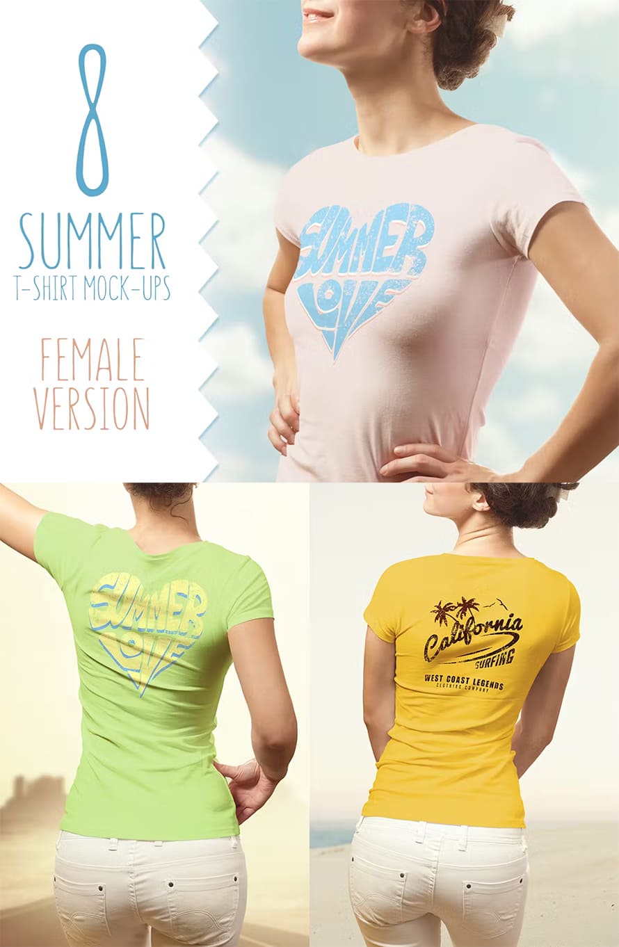 Women Summer T-shirt Mockup 