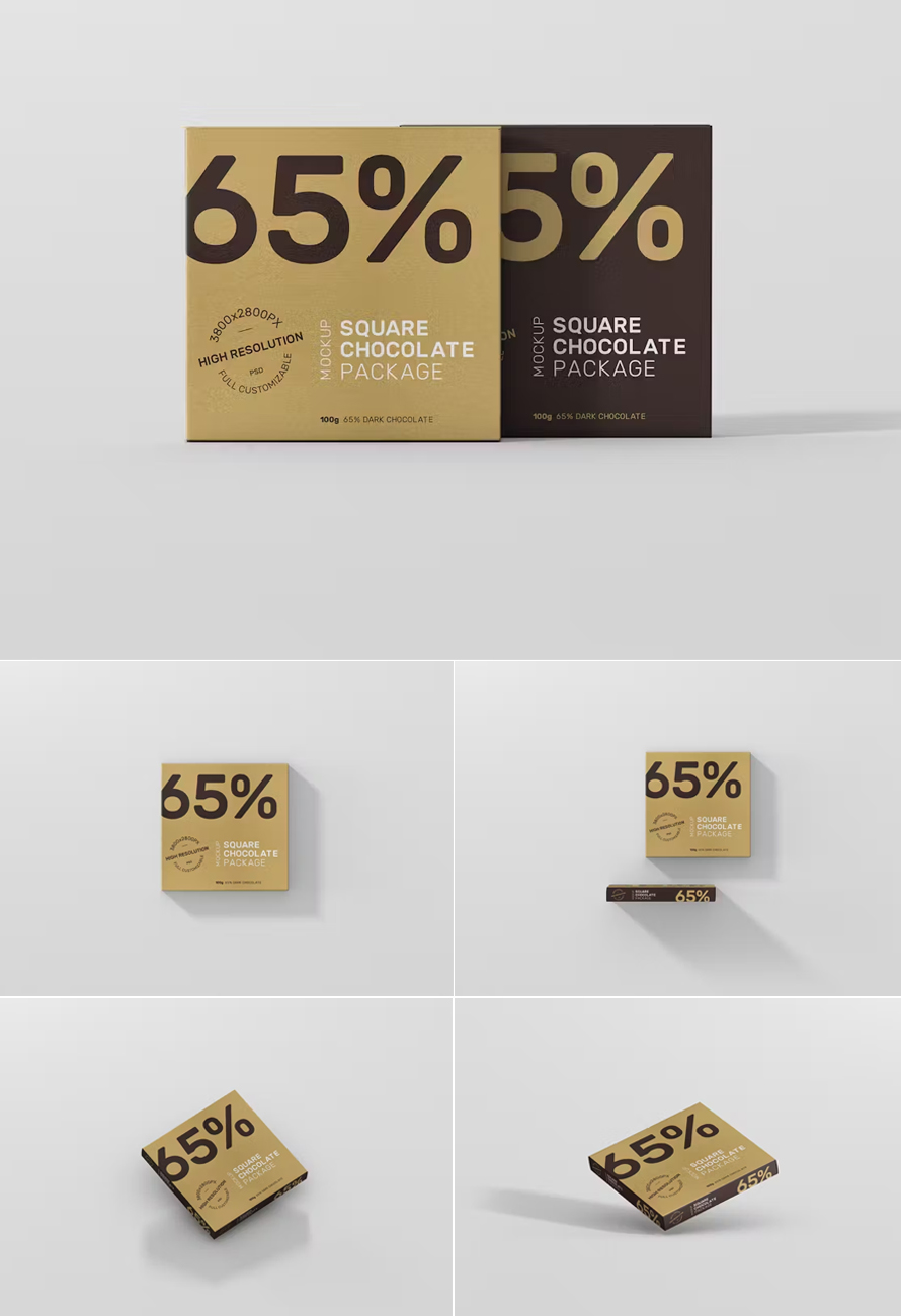 Chocolate Packaging Mockup Square Size