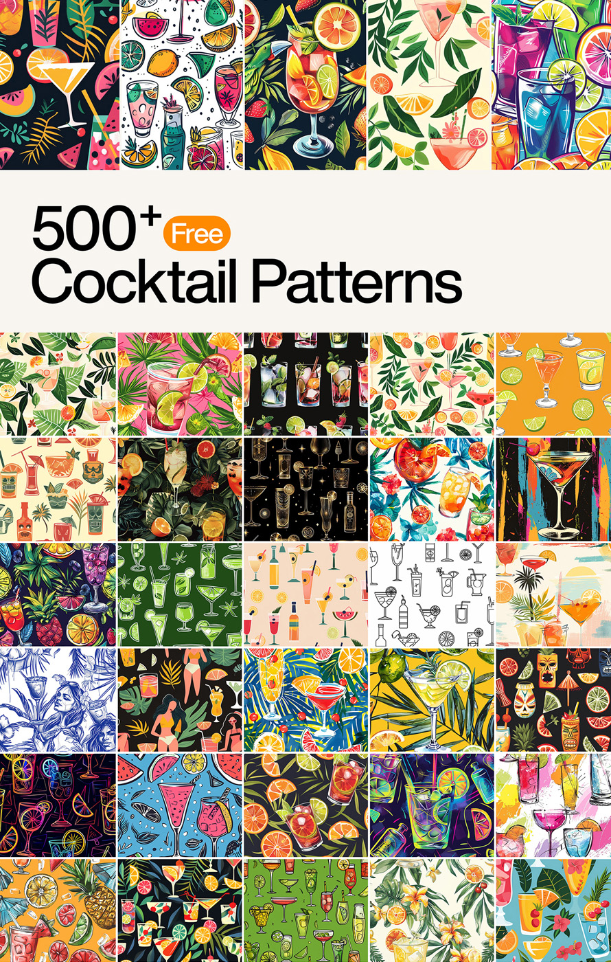 Free Cocktail Seamless Patterns (500+)
