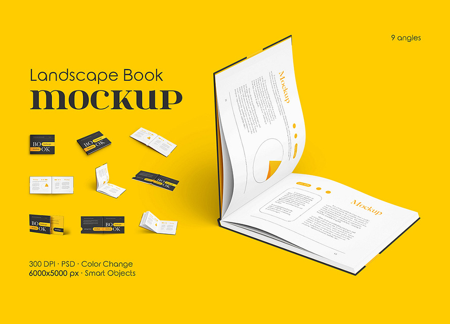 Free Landscape Book Mockup Set