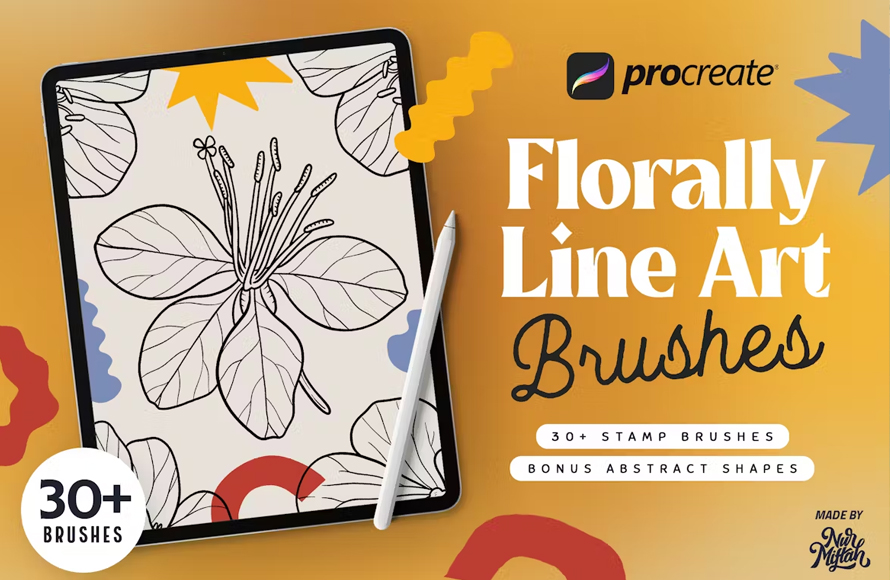 Procreate Florally Line Art Brushes