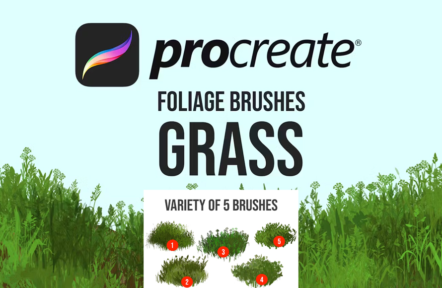 Procreate Foliage Brushes - Grass