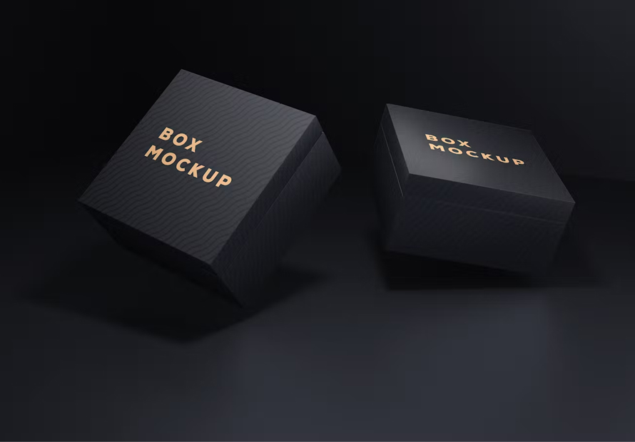Luxury Black Box Packaging Mockup