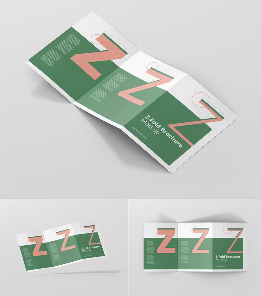 Z-fold Brochure Mockup - Din A4 A5 A6
