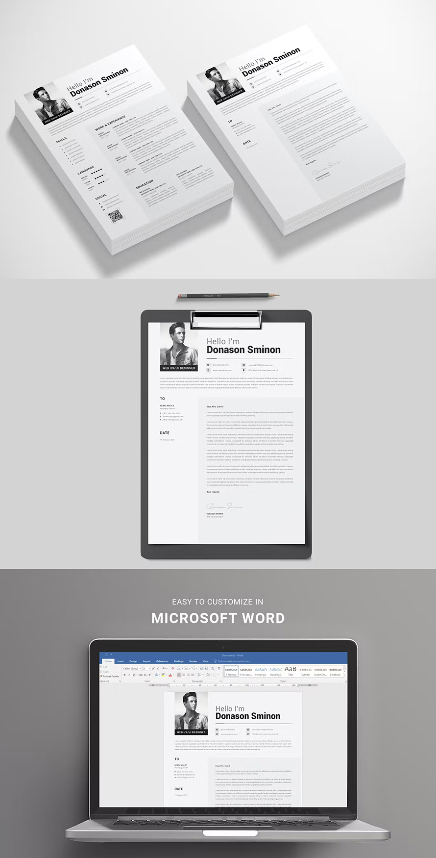 Minimal Cv Resume Template With Creative Professional Style