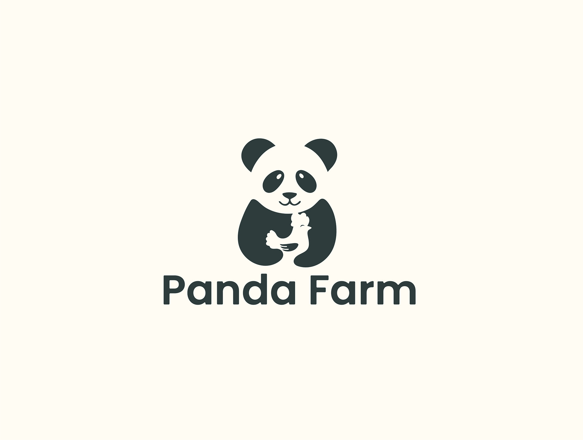 Panda Farm Negative Space Logo  By Jerin Design