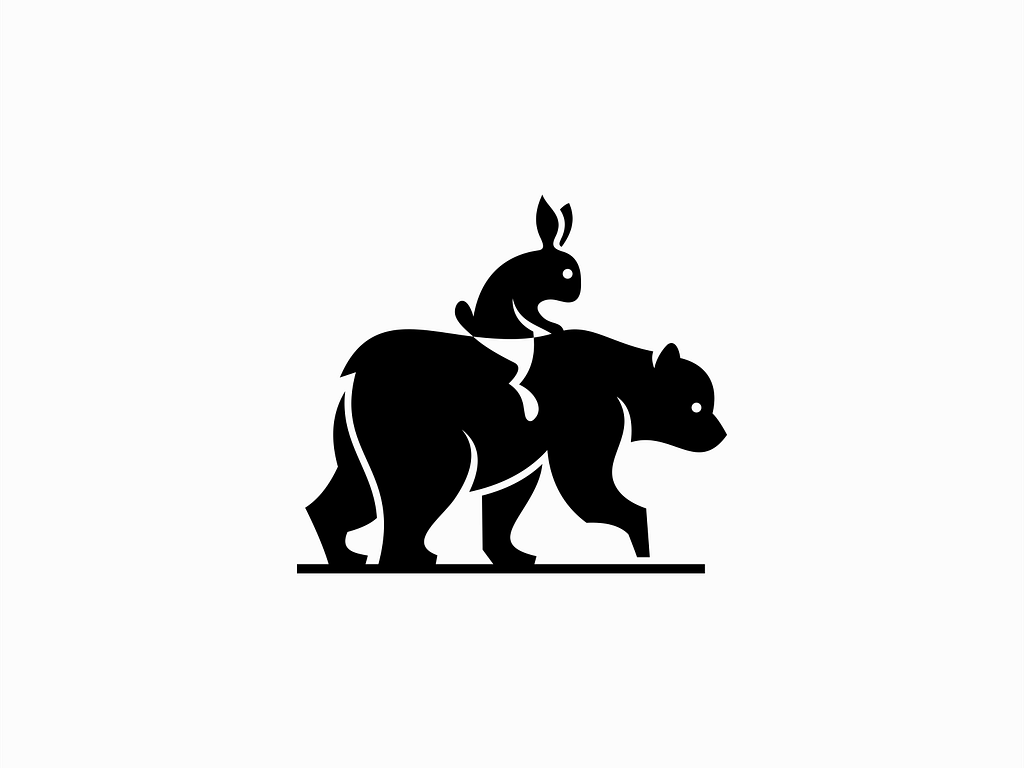 Rabbit Riding A Bear Logo By Unom Design