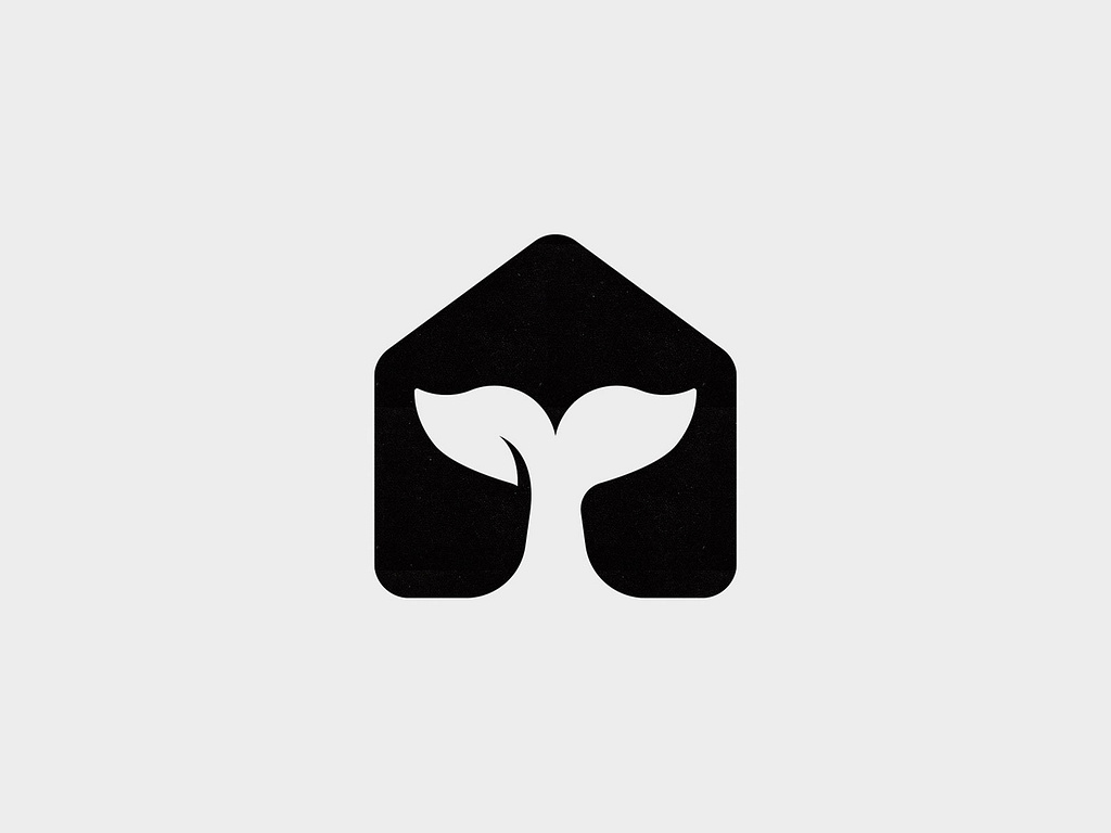 Whale House Negative Space Logo By Gert Van Duinen