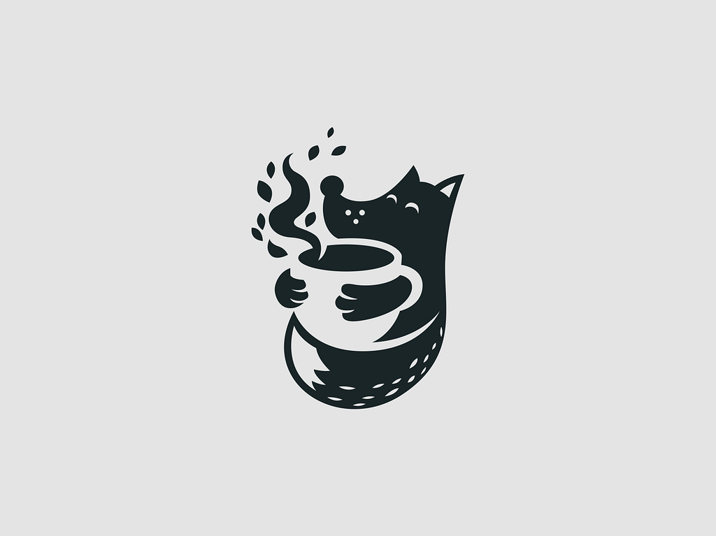 Fox And Coffee Negative Space Logo Design By Andrii Kovalchuk