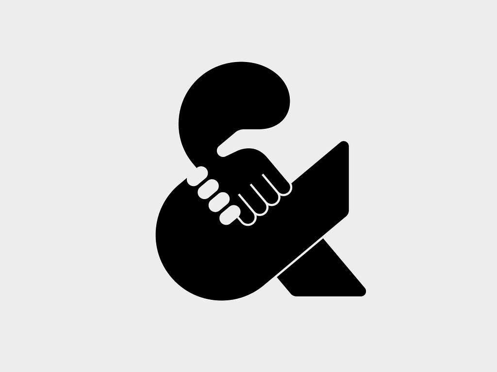 & + Handshake Negative Space Logo By Kakha Kakhadzen