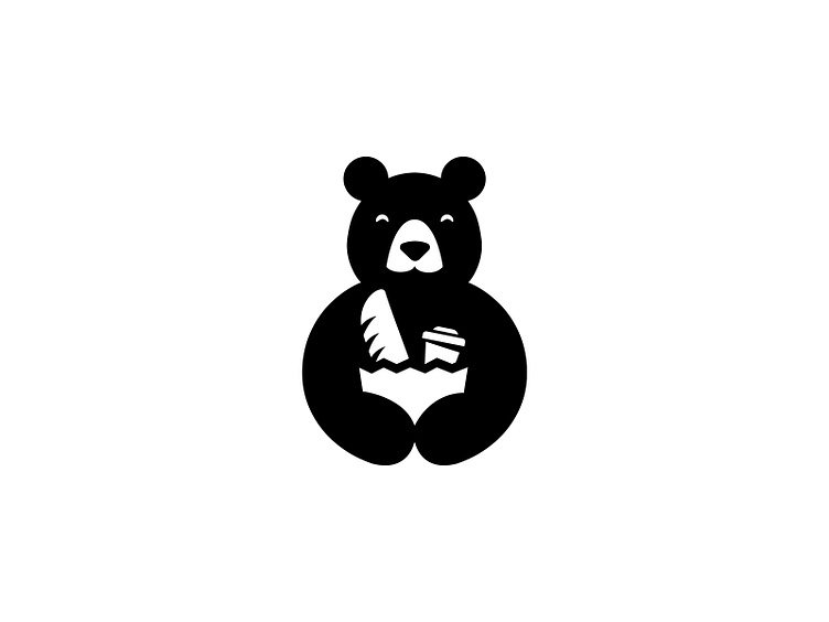 The Busy Bear Negative Space Logo By Alex Seciu